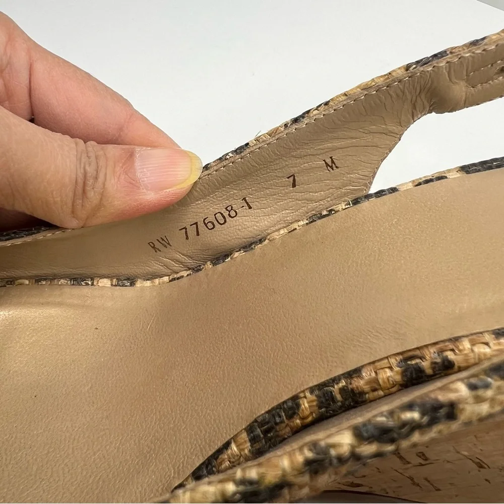 Stuart Weitzman Leopard Print Slingback Cork Wedge Size 7 - Picture 4 of 13